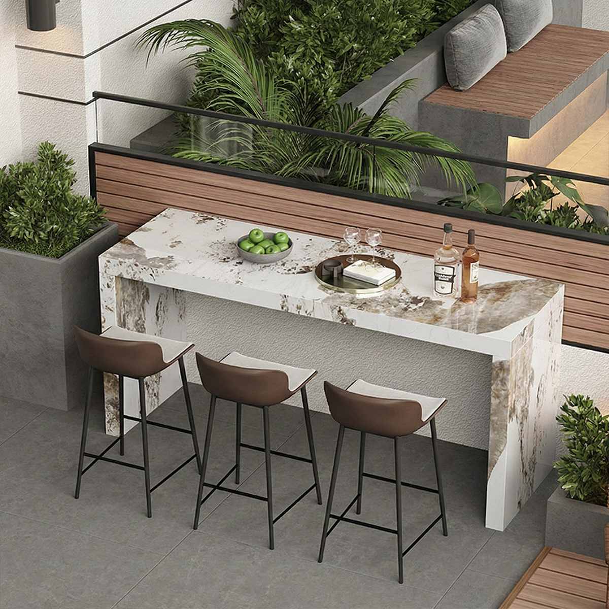 Modern Sintered Stone Outdoor Bar Table – Alfresco Garden &amp; Balcony Workstation BC-111