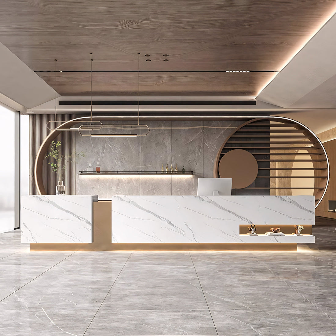 Luxury Rectangle Color-block Reception Desk for Company Hotel RD-116