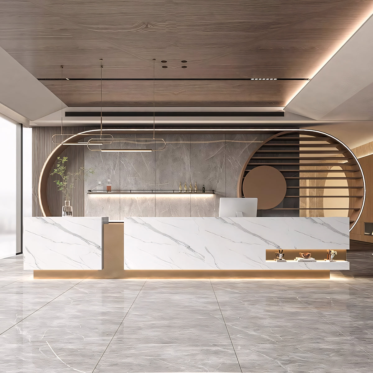 Luxury Rectangle Color-block Reception Desk for Company Hotel RD-116