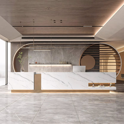 Luxury Rectangle Color-block Reception Desk for Company Hotel RD-116