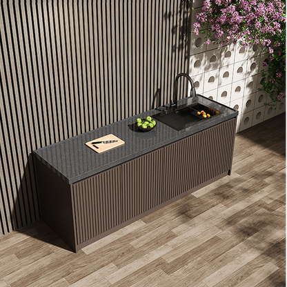 Sintered Marble Outdoor Kitchen Workbench with Sink and Storage Cabinet  OKC-105
