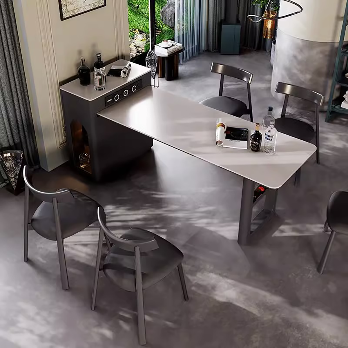 French-Style Extendable Stone Island Dining Table IT-106