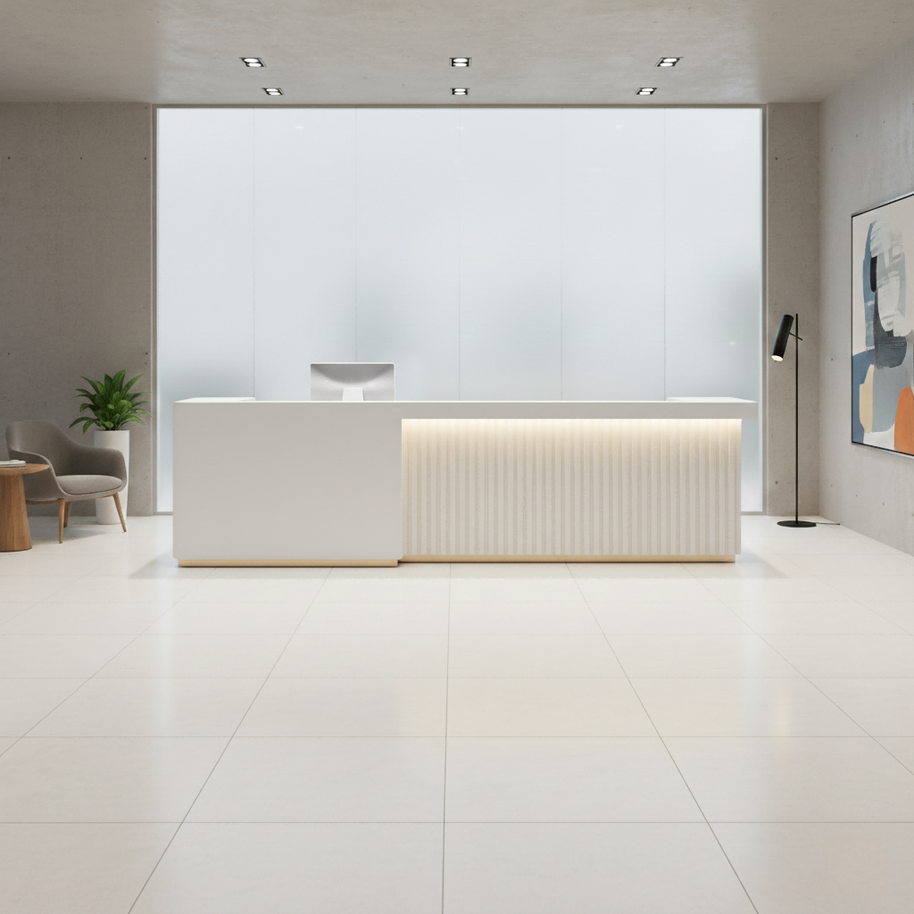 Contemporary Fluted Reception Desk with LED Lighting RD-189