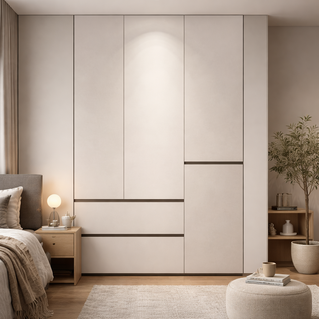 1.2m Bedroom Wardrobe - French Cream Style Large Freestanding Closet WD-002