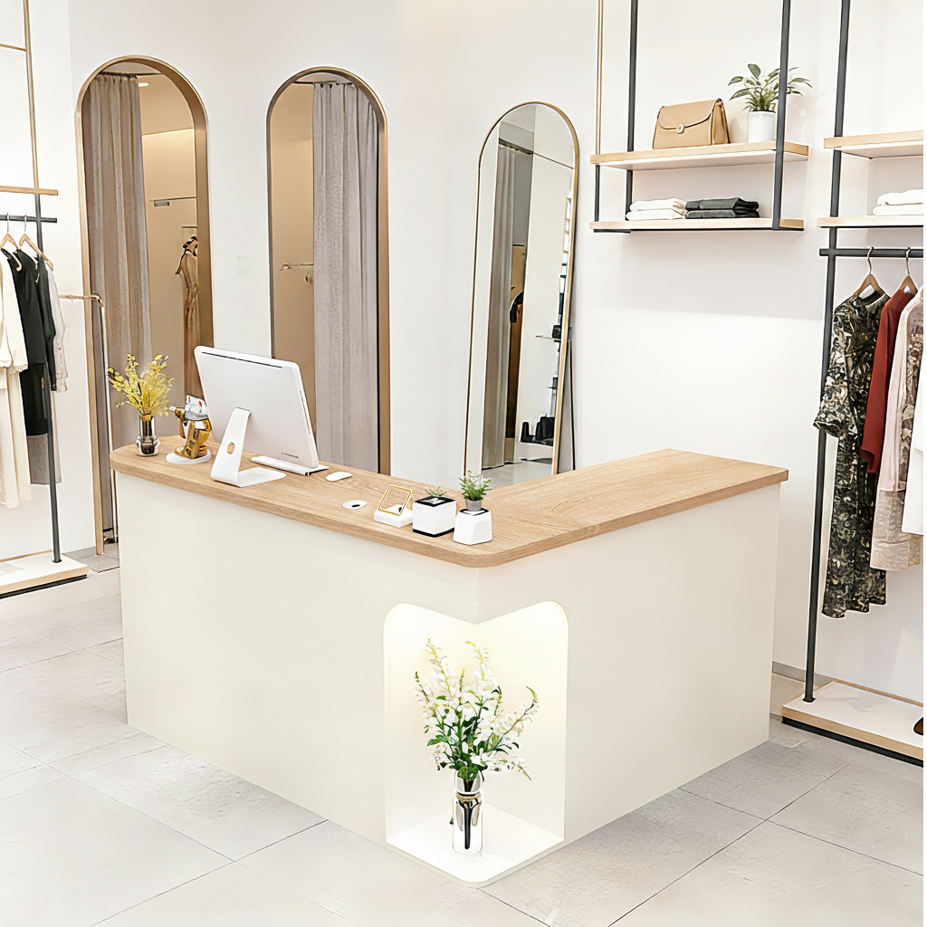 Chic L-Shaped Big Storage Simple Reception Beauty Salon RD-160