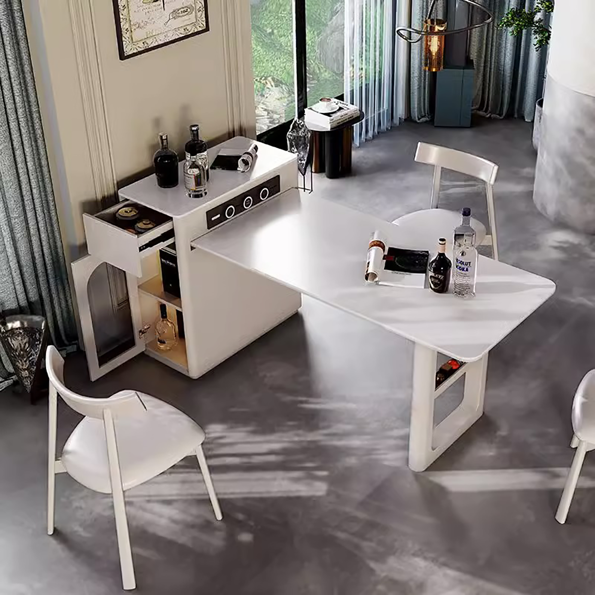 French-Style Extendable Stone Island Dining Table IT-106