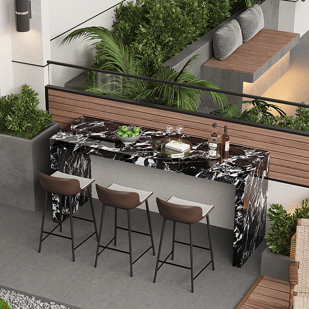Modern Sintered Stone Outdoor Bar Table – Alfresco Garden &amp; Balcony Workstation BC-111