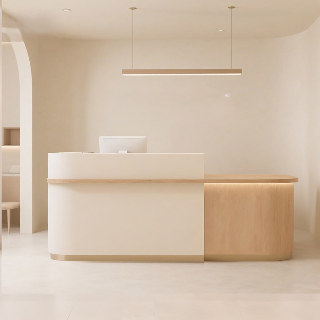 Natural Minimalist Style Reception Counter with LED Light RD-213