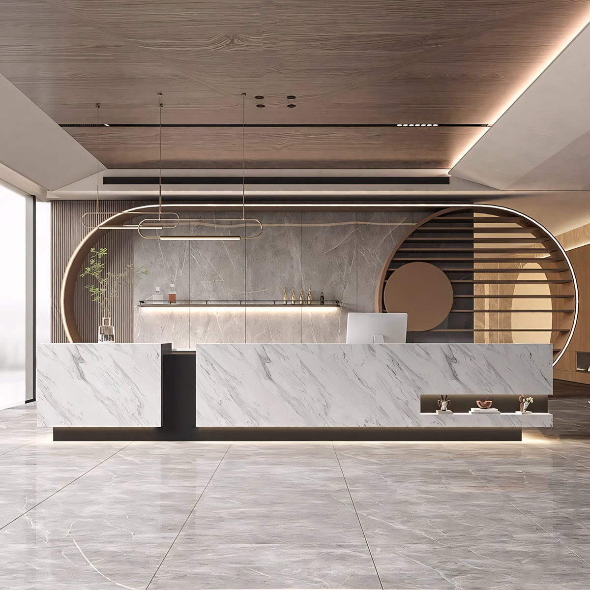 Luxury Rectangle Color-block Reception Desk for Company Hotel RD-116