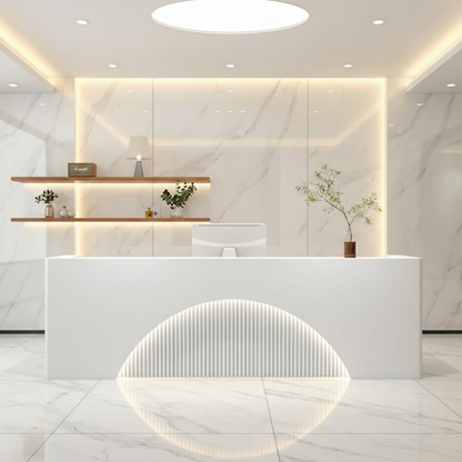 Contemporary Beige Reception Counter with Ambient Light Storage RD-121
