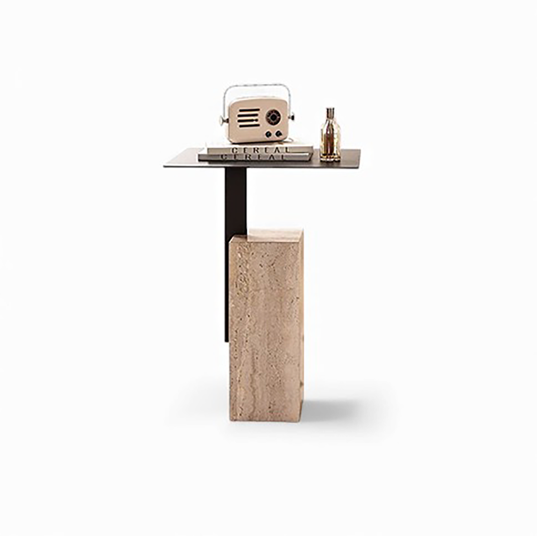 Natural Travertine Minimalist Marble Square Side Table ST-101