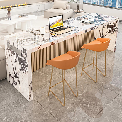 Marble-Patterned Sintered Stone Wall-Mounted Island &amp; Bar Table IT-111