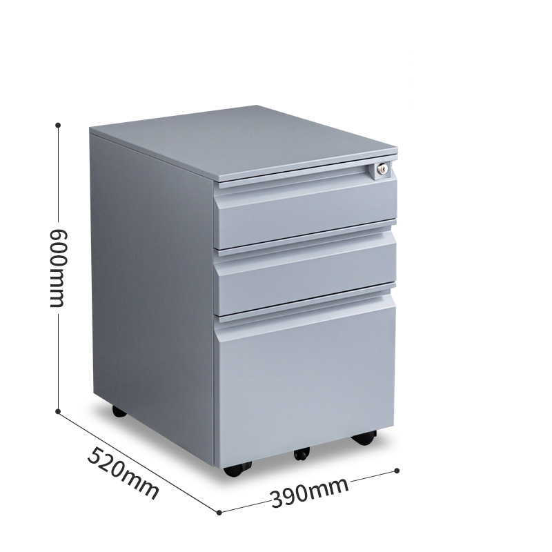 Steel Mobile Office Filing Cabinet with 3 Drawers for Desk Storage FC-006