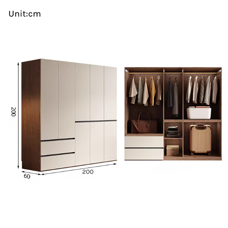 Aura Series - 2.0m Grand Modern Wardrobe - Handleless Geometric White Closet System WD-021