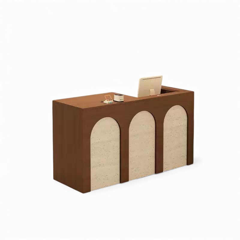 French-Style Arched Travertine Finish Reception Desk RD-109