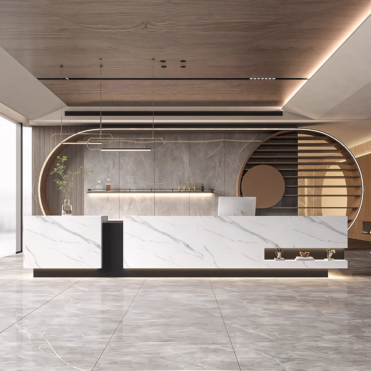 Luxury Rectangle Color-block Reception Desk for Company Hotel RD-116