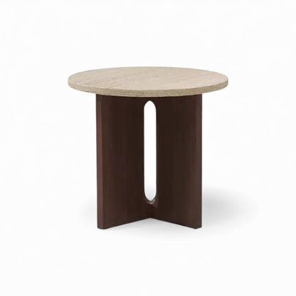 Travertine Side Table Round - Wabi Sabi Coffee Table Nightstand ST-105