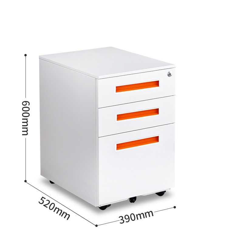Steel Mobile Office Filing Cabinet with 3 Drawers for Desk Storage FC-006