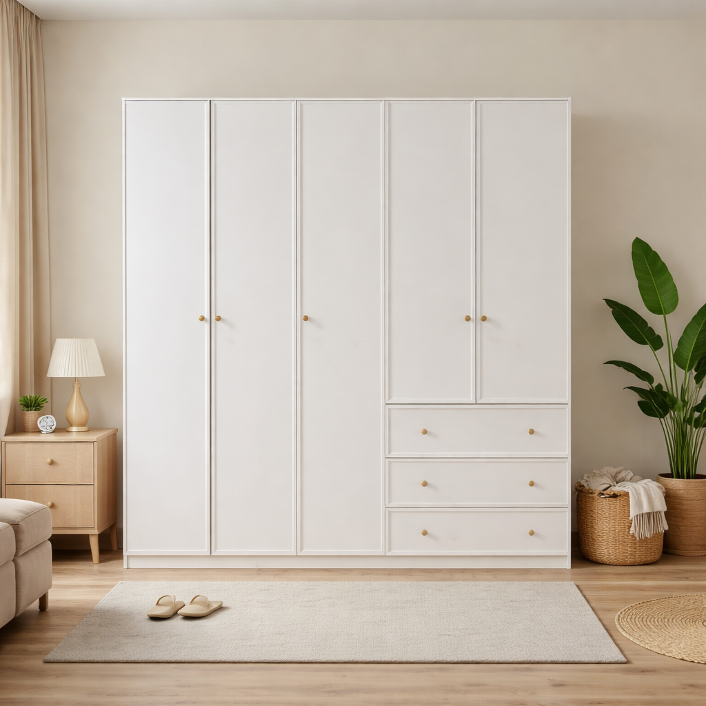 Flex Series - 2.0m Grand Modular Wardrobe - Customizable 200cm White Closet with Top Cabinets WD-030