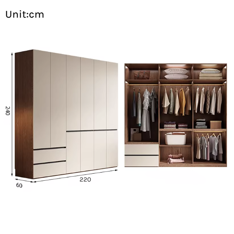 Aura Series - 2.2m Grand Modern Wardrobe - Handleless Geometric White Closet System WD-022