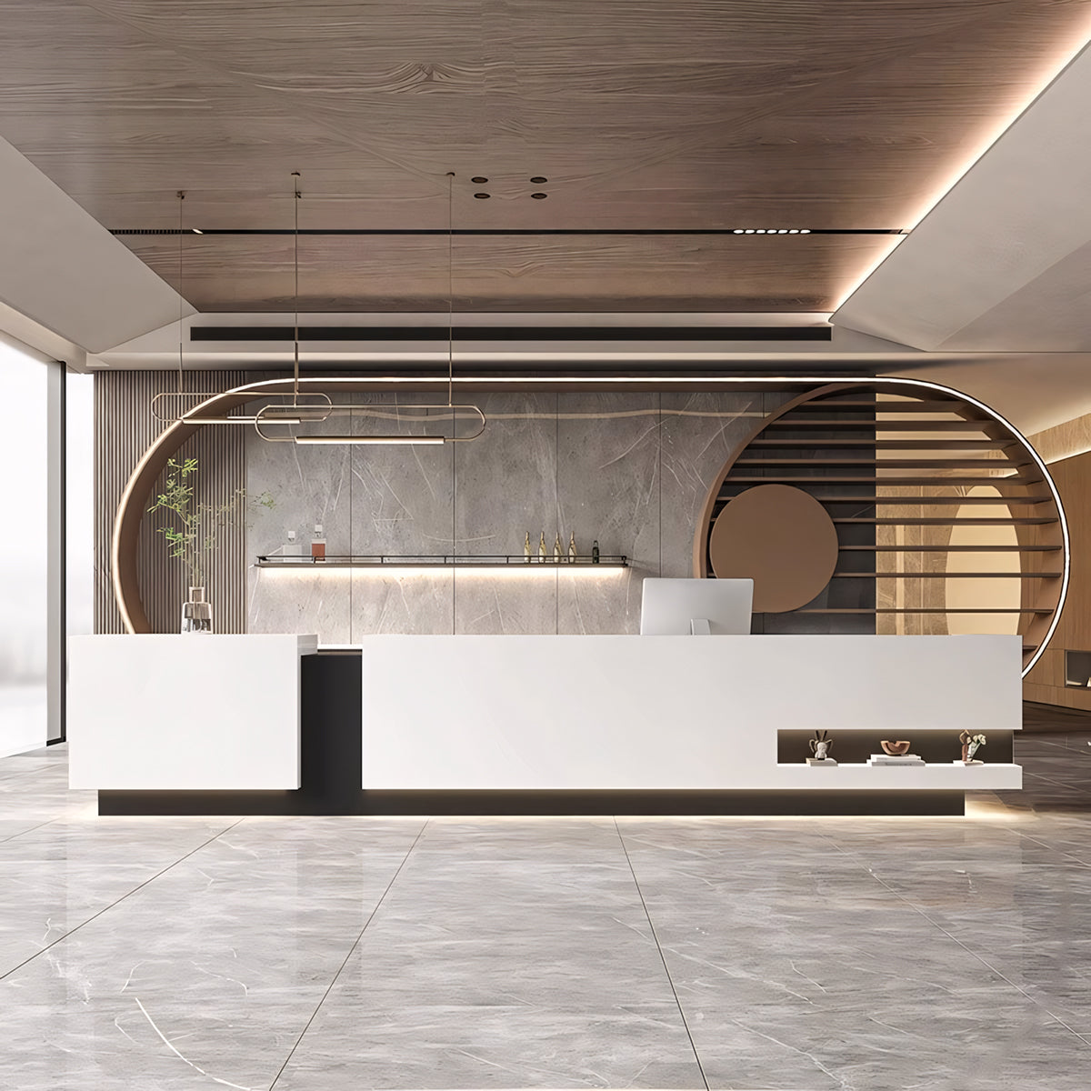 Luxury Rectangle Color-block Reception Desk for Company Hotel RD-116