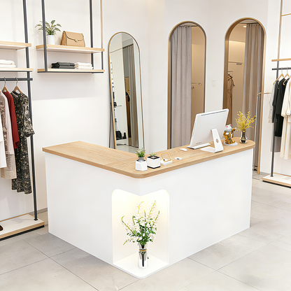 Chic L-Shaped Big Storage Simple Reception Beauty Salon RD-160