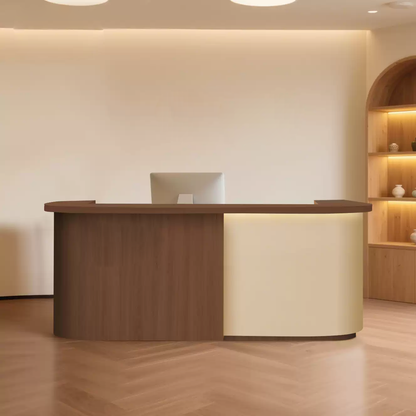Wabi-Sabi Minimalist Curved Reception Desk for Salon, Boutique &amp; Yoga Studio RD-217