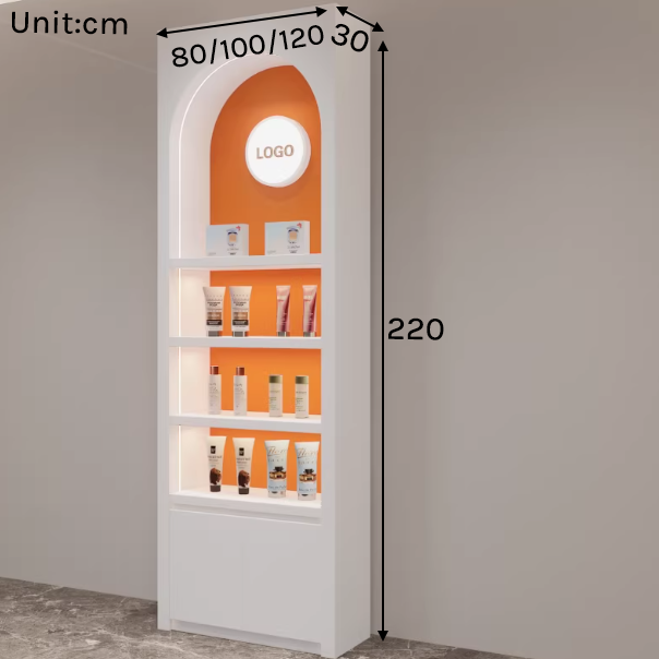 Modern Lacquered Skincare Display – Geometric Beauty Salon Cabinet DC-002