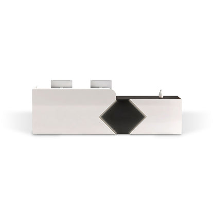 Modern White Marble Reception Counter with Geometric LED Lighting RD-152