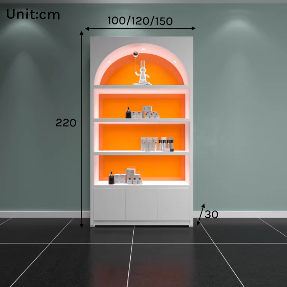 Modern Lacquered Skincare Display – Geometric Beauty Salon Cabinet DC-002