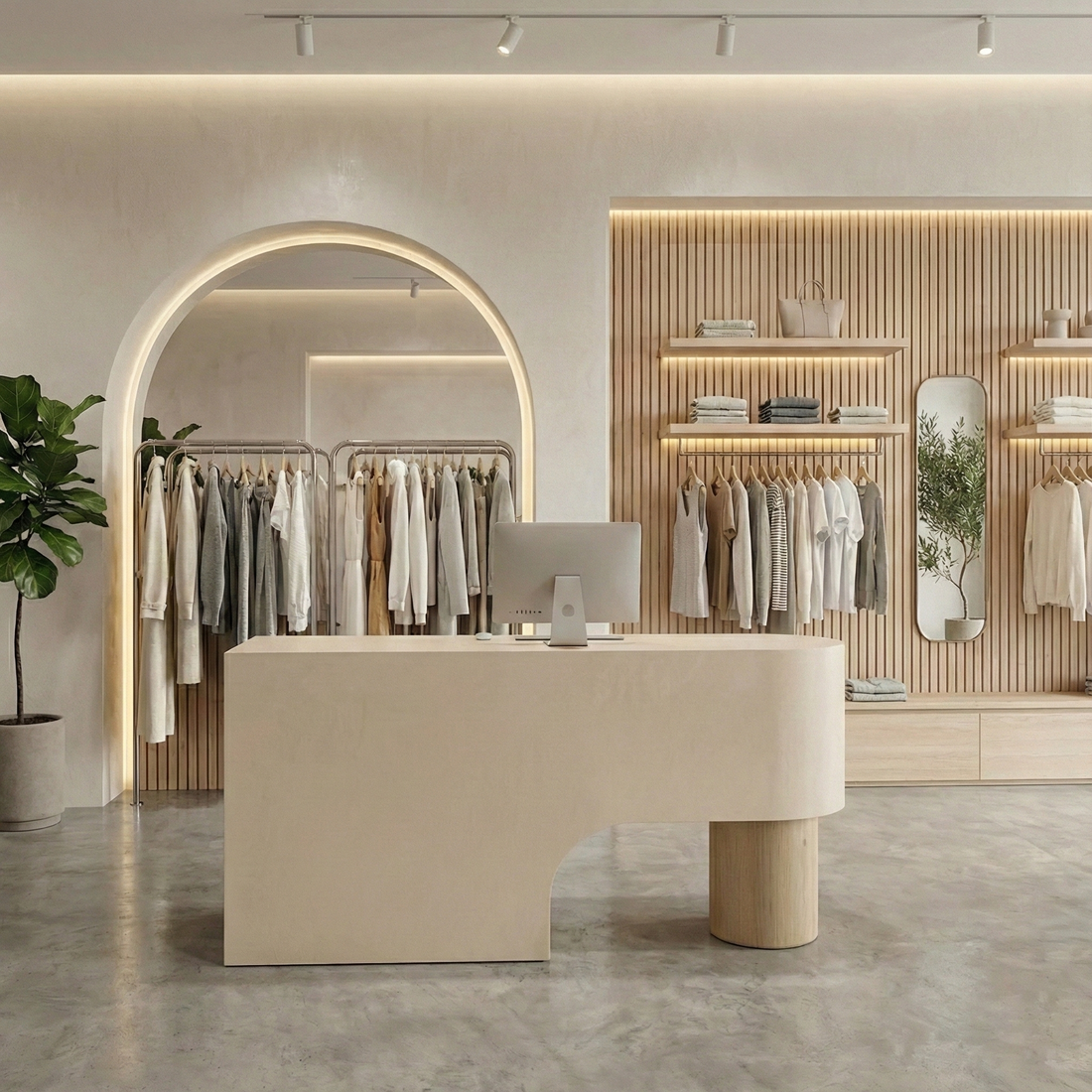 Minimalism Curved Lacquered Reception Desk RD-162