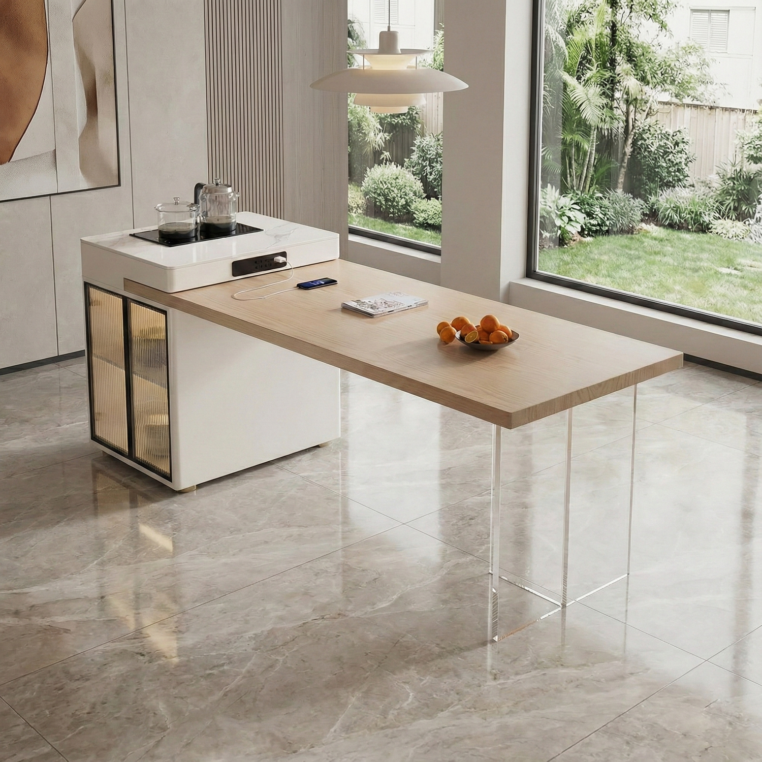 Multi-Functional Solid Wood Island Dining Table with Extendable Design IT-113