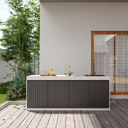 Assembly-free Outdoor Garden Sink Cabinet-All-Aluminum Workbench with Integrated Basin &amp; Storage OKC-110