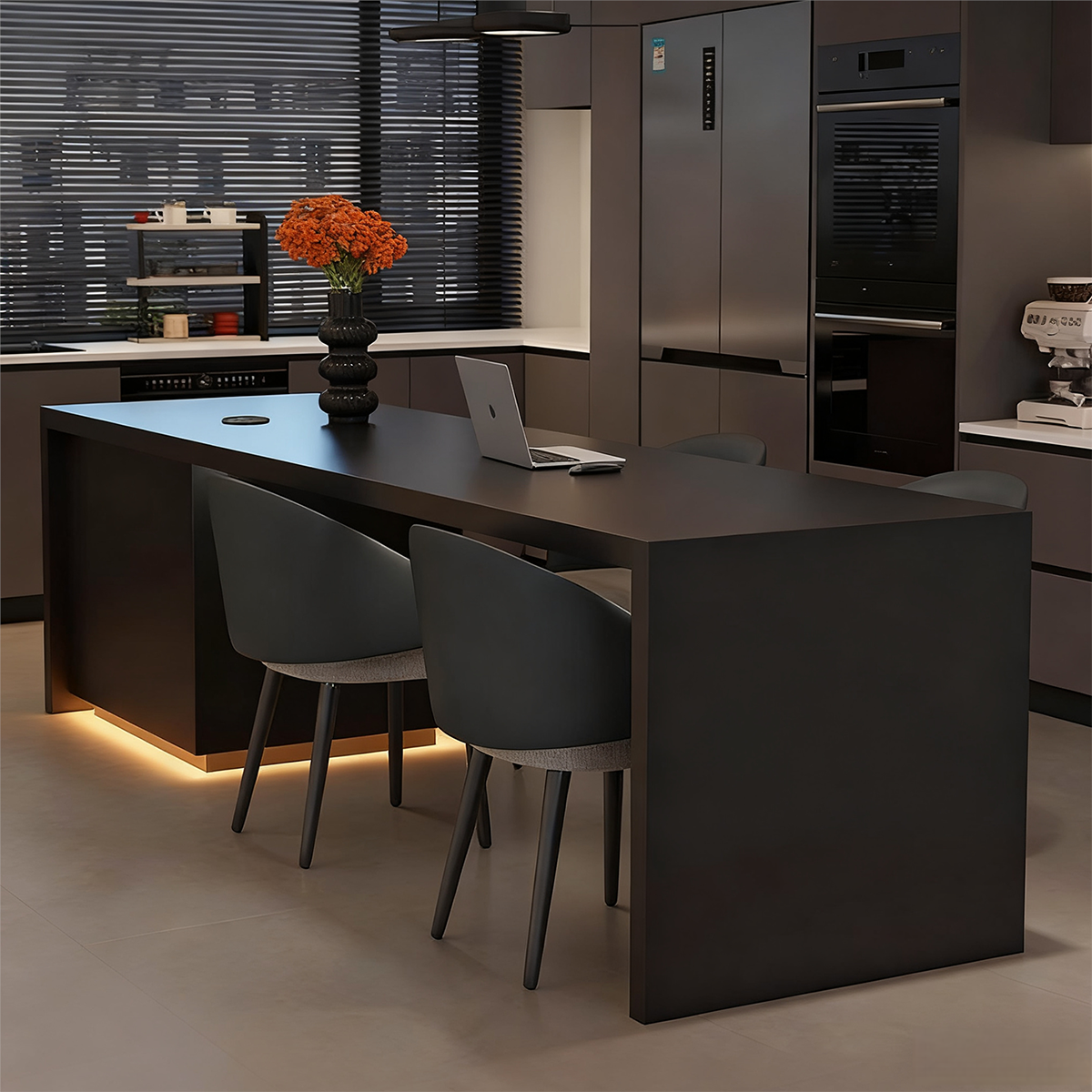 Customizable Light Luxury Modern Minimalist Sintered Stone Island Dining Table with Extended Counter IT-109