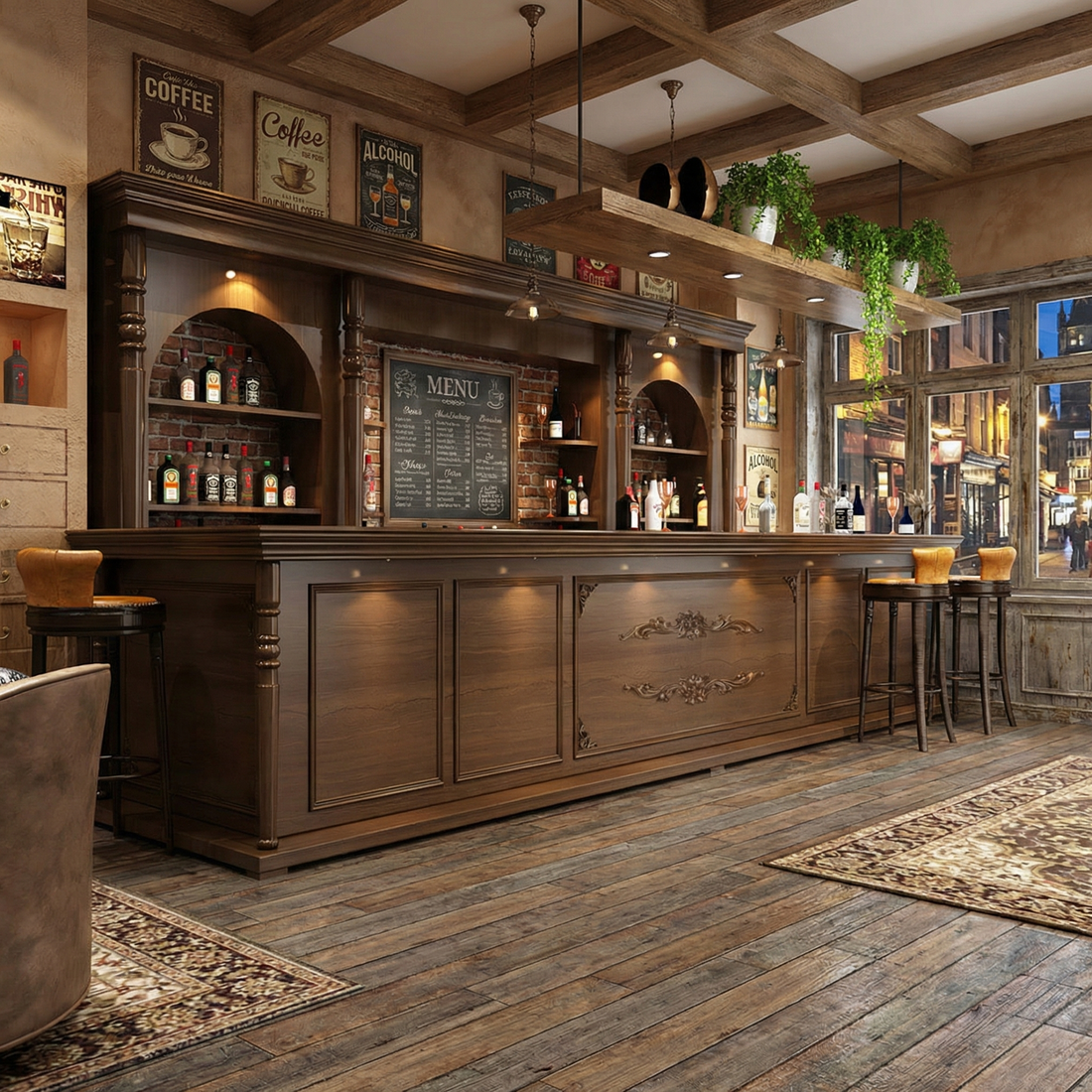 Brand New Vintage Style Coffee Shop Bar Reception Desk RD-179