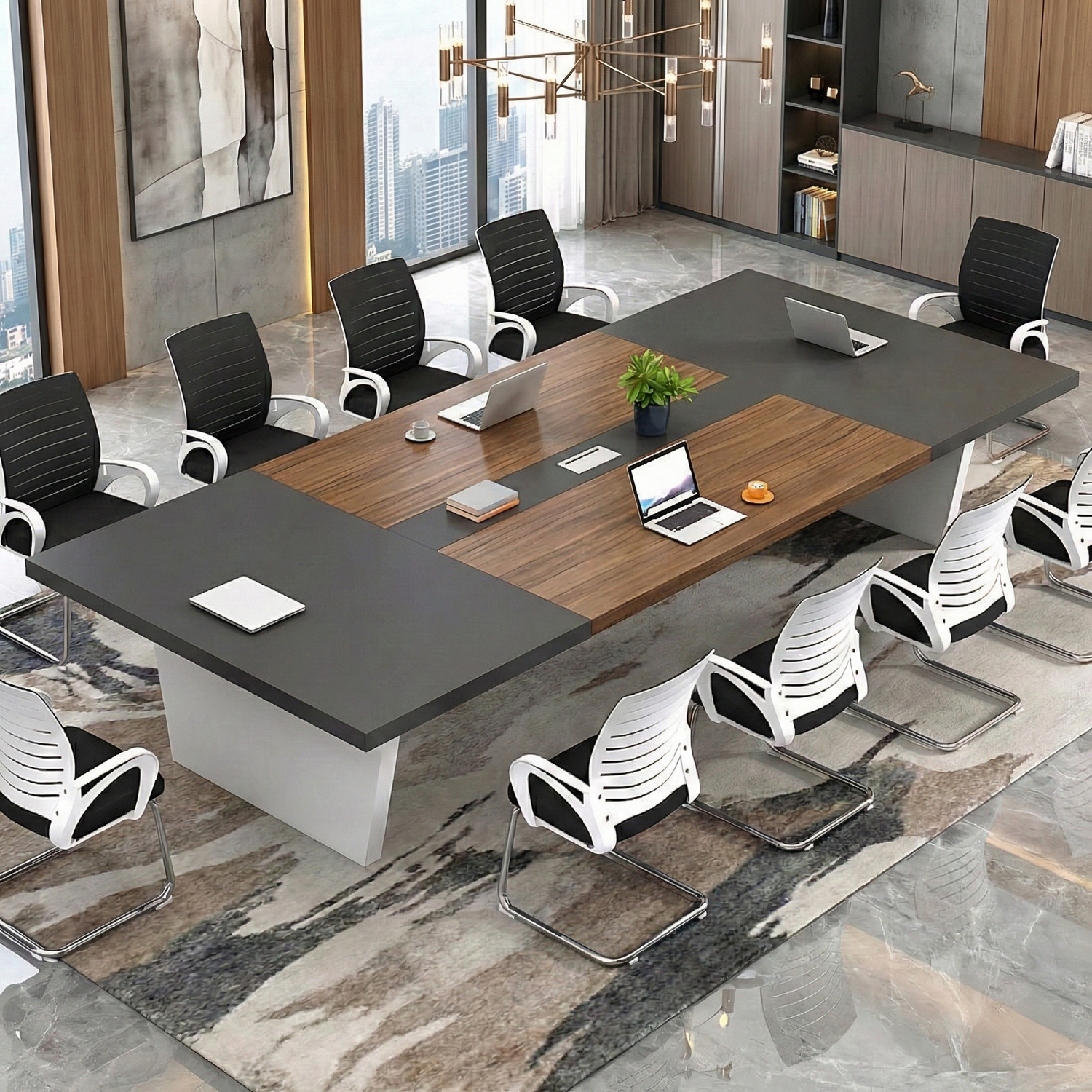 Simple Rectangular Conference Table And Chair Combination MT-007