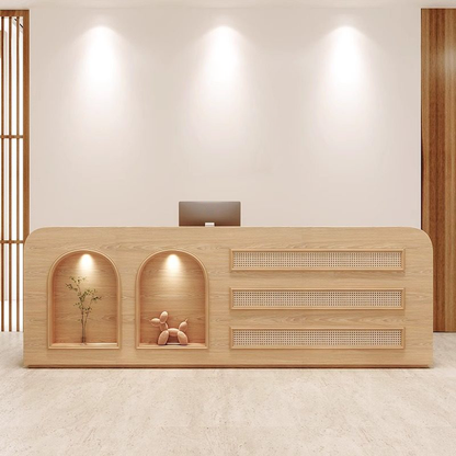 Wabi-Sabi Rattan Reception Desk for Boutique, Hotel &amp; Retail Counter RD-218