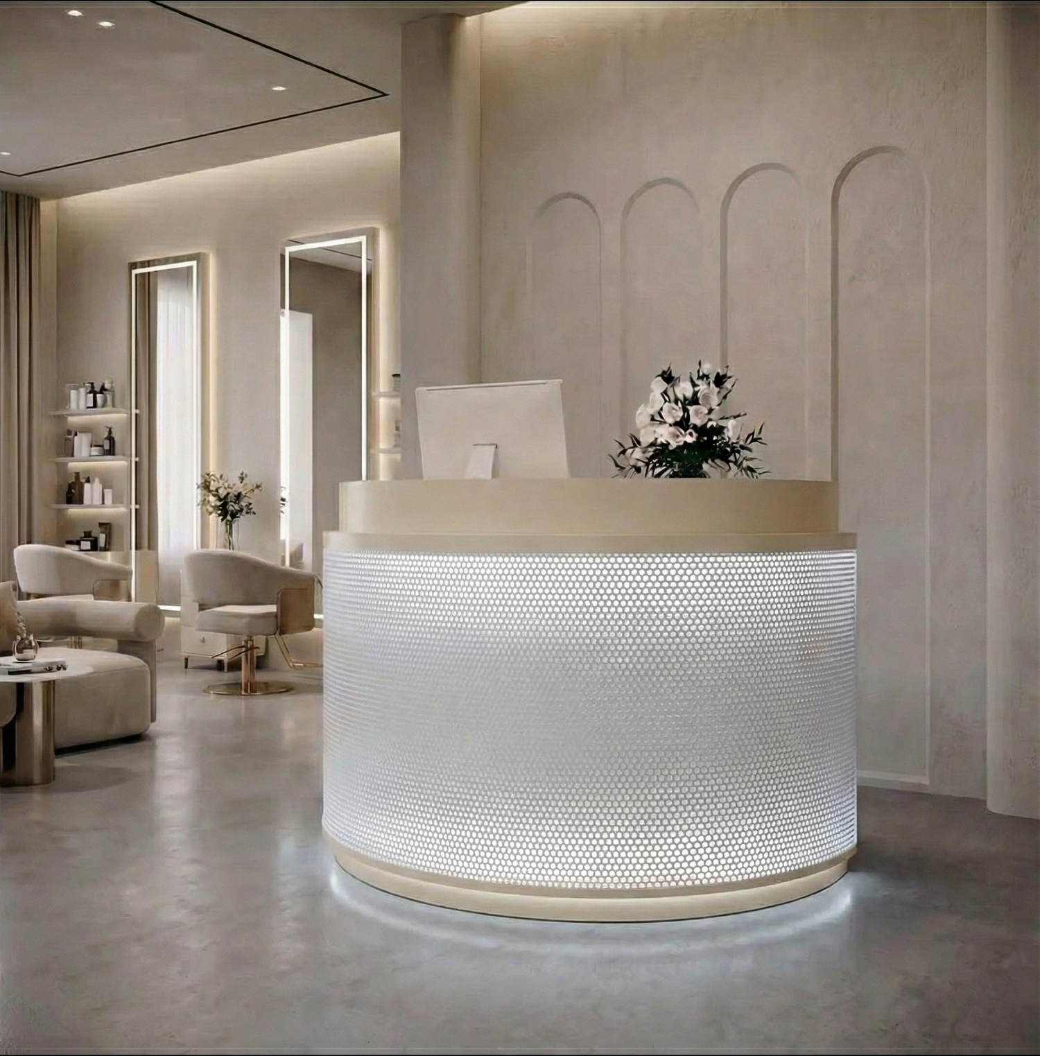 Simple Curved Fully Assembled Cashier and Reception Desk for Stores RD-127